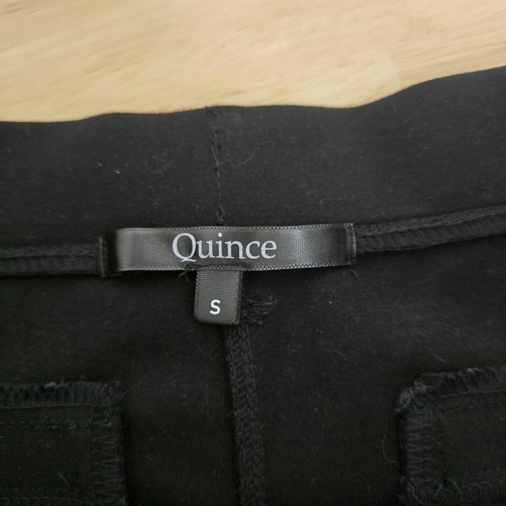 Quince Pants Womens Small Black Stretch Ponte Slim Straight Work Office W-PNT-31
